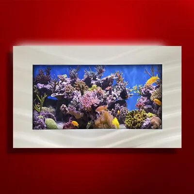 New! Original Aussie Aquarium - Seascape Brushed Aluminum Wall Mounted Fish Tank • £711.79