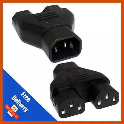 IEC Y Splitter Mains Power Adapter | IEC C14 Male To 2x C13 Splitter Female  • £5.99