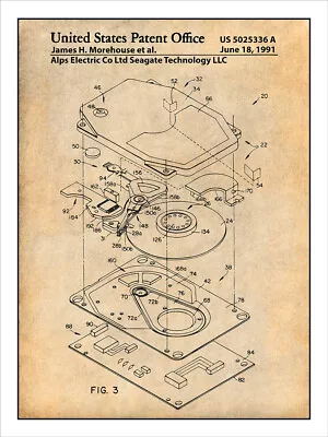 Seagate Computer Hard Drive Patent Print Art Drawing Poster A • $16.19