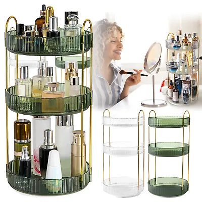 3 Tier 360°Rotating Makeup Organizer Shelf Perfume Cosmetic Storage Shelves Tray • $26.88