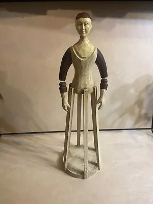 Antique Vintage Wooden Santos Cage Doll Articulated Mannequin Oddities 17” Tall  • $245