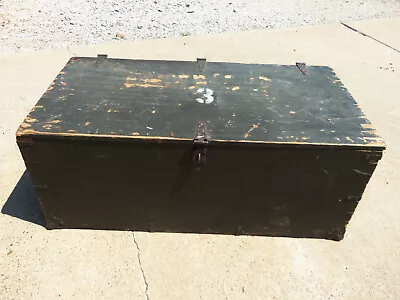 1950s/1960s Vintage US ARMY OD Green Wood Foot Locker • $55