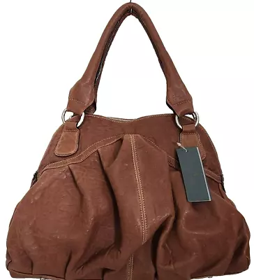 🌞paolo Masi Italian Designer Sinergy Line Cognac Brown Leather Satchel Bag🌺nwt • $189.99