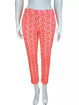 J. Crew Collection Women's Floral Embroidered Ankle Pant White/Bright Coral S • $19