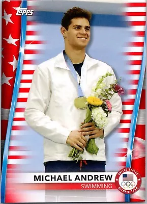 Michael Andrew #25 /299 U.S. Flag Parallel 2020 Topps US Olympics & Paralympics • $4.95