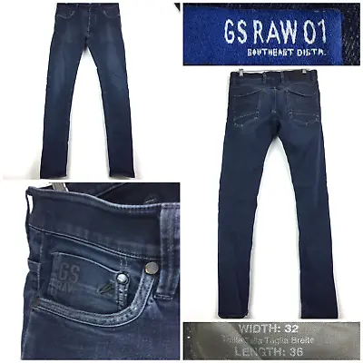 G-Star RAW Mens Sz 32x36 (32 In Waist) Dark Blue Defender Super Slim Jeans -HOLE • $38.64