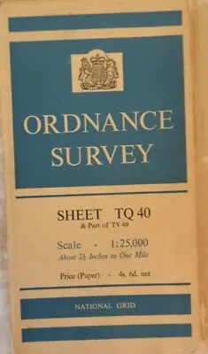 Vintage Ordnance Survey Nation Grid 1:25000 Map TQ 40 East Sussex 1959  • £8