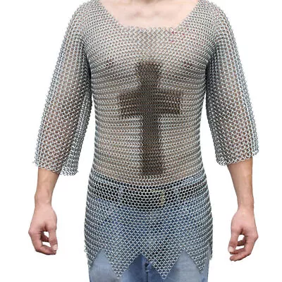 Medieval Renaissance Haubergeon Replica Warrior Chainmail Armor Shirt 30 Inches • $109.99