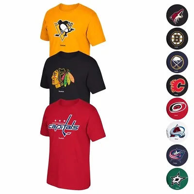 NHL Reebok  Jersey Crest  Team Primary Logo Graphic T-Shirt Collection Men's • $14.99