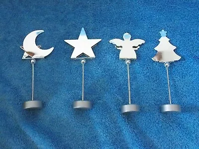 Set Of 4 Dept 56 Metal Holiday Placecard Holders Star Moon Angel Tree • $9.99