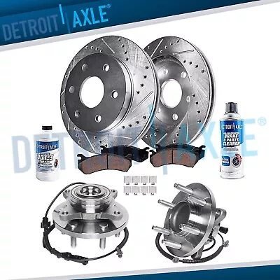 2WD Front Drilled Rotor Brake Brake Pad Wheel Hub Bearing For 2010 F-150 W/ ABS • $300.77