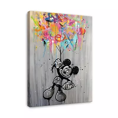 Trendy Mickey Cartoon Wall Art Framed Canvas Print Kids Room Decor Pop Art • £22.18