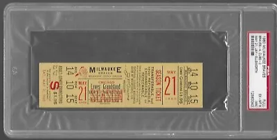 May 21 1960 Milwaukee Braves Vs Chicago Cubs Full Ticket PSA 6 (MK) Banks HR • $150