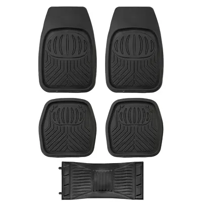 Universal Black 5 Pack Deep Dish Rubber Floor Mats For Premium Waterproof Carpet • $49.99