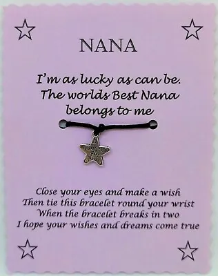 £2 • Buy Nana Wish String Bracelet Gift Birthday Love Card Christmas Stocking Filler