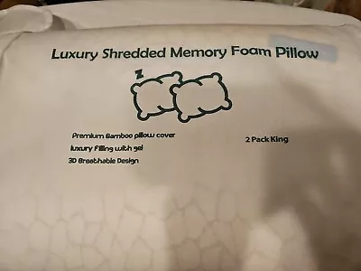 Cooling Bed Pillows For Sleeping  Shredded Memory Foam Pillow (King) • $49.99