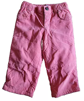 Baby Girls Pink Lands End Lined Corduroy Pants Pockets NWOT 6 9 Mo Elastic Waist • $16.45