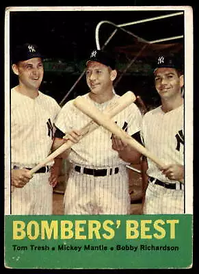1963 Topps #173 Tom Tresh/Mickey Mantle/Bobby Richardson G-VG Yankees ID: 239735 • $40