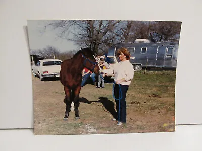 1980s Vintage Found Photograph Color Original Art Photo Woman Horse Airstream • $6