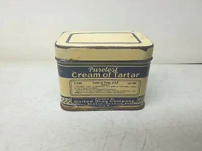 Puretest Cream Of Tartar Vintage 3 Ounce Can Tin Rexall United Drug Company • $12.93