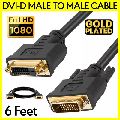 6FT DVI Extension Cable DVI-D Male To Female Cord Extender For Monitor Display • $9.49