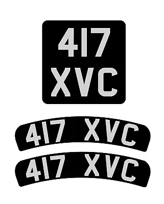 Lambretta Vespa Vintage Bike Number Plate Set Black & Silver Vinyl Front & Rear • $21.46