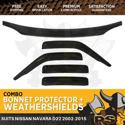$129 • Buy Bonnet Protector & Window Visors For Nissan Navara D22 2002-2015 Weathershields