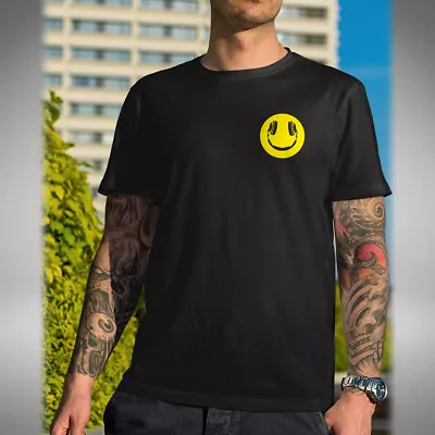 £9.99 • Buy Smiley Headphones Men's T-Shirt Rave Dj Acid House Design Gift Chest Logo