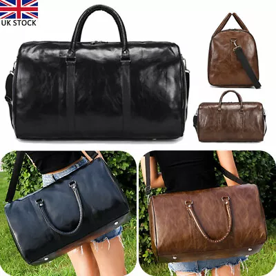 £13.30 • Buy Men Leather Duffle Weekend Bag Large Travel Women Gym Luggage Handbag Holdall UK