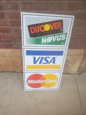 Metal Sign 31-1/2  X 16  Mastercard Visa Discover Novus 2  Side Mount #1 • $39.99