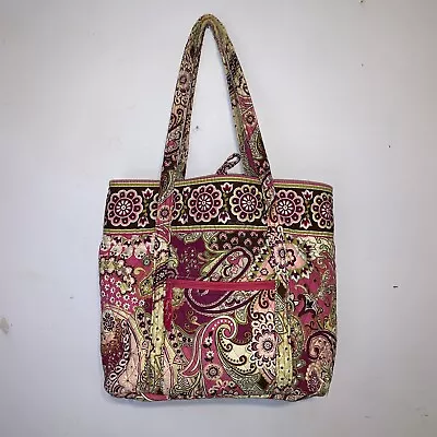 VERA BRADLEY Vera Paisley Floral  XL Tote Toggle Close Bag 1 Zip 1 Slip Pocket • $23.50