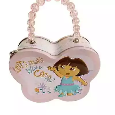 Dora The Explorer Metal Tin Lunch Box 2008 Viacom Beaded Handle Carrying Case • $9.98