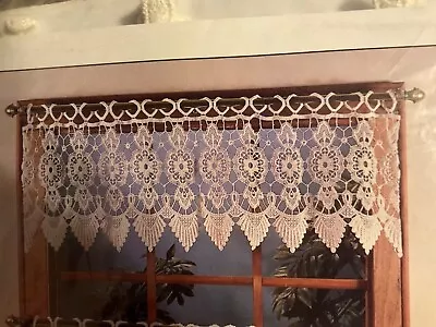 $14.99 • Buy Lorraine Macrame Medallion Valance Knit Crochet Ecru Window Curtain Valance Only