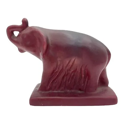 Van Briggle Pottery Elephant Trunk Up Figurine Mulberry Persian Rose • $95