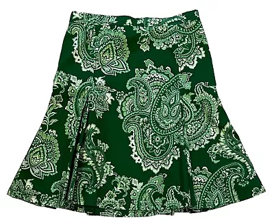 Moschino Cheap And Chic Green Paisley Pleated Skirt Size 6 • $28.95