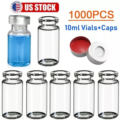 1000x 10ml Crimp Top Vial With Silver Caps For Agilent Waters Varian HPLC GC LAB • $227.99