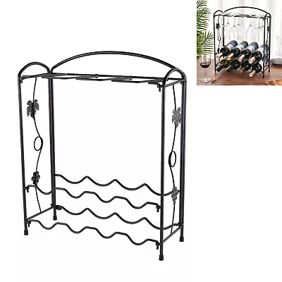 Countertop Wine Rack Wine Rack + Glass Holder Metal Wine Bottle Holder Storage • $19