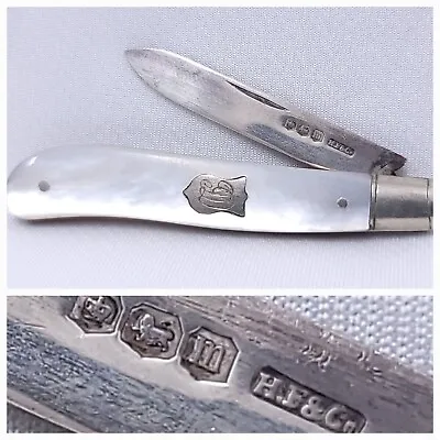 Mother Of Pearl & Sterling Silver Folding Fruit Knife Hallmarked  • $87.99
