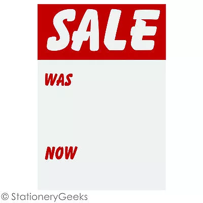 £1.99 • Buy 24 SALE WAS NOW Cards 6x4  Price Tickets Label Discount Shop Pricing Sign Tag UK