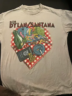 Bob Dylan Santana Vintage 1984 European Tour T-Shirt VN1791 • $18.99