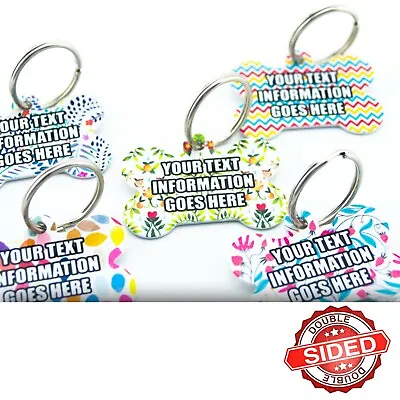 Custom Personalised Pet ID Tags Colourful Pattern Dog Tags For Dogs Metal Disc • £3.79