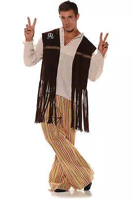 Hippie Fringed Open Front Vest Patches Halloween Costume Accessory Adult Men • $12.51