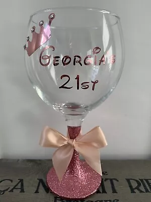 £8.95 • Buy Personalised Gin Glass - Any Name - Birthday 18th 21st 30th 40th 50th Rose Gold
