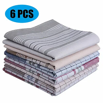 6pcs Cotton Mens Handkerchiefs Handkerchief Pocket Hanky Assorted Square Hankie • $9.48