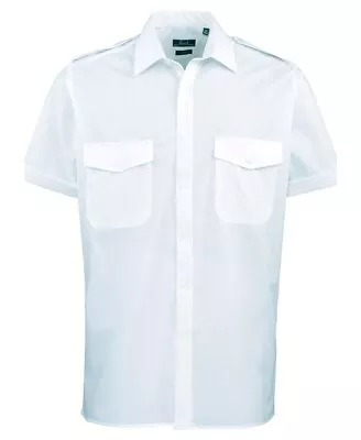 Premier Men's Pilot Shirt Short Sleeve Polycotton Light Blue 16.5 42'' PR212 • £15.99