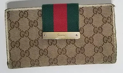 $79.99 • Buy Vintage Gucci GG Monogram Brown Wallet 181672 0959