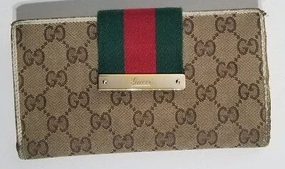 $79.99 • Buy Vintage Gucci GG Monogram Brown Wallet 181672 0959