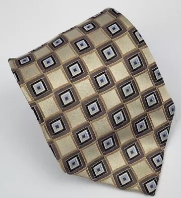 Insignia Martin Wong Silk Tie Beige Brown Black Geometric Necktie Long 63 X 4 • $11.24