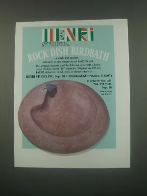 £16.49 • Buy 1991 Henri Studio Rock Dish Birdbath Ad - Henri Studio Inc. Rock Dish Birdbath