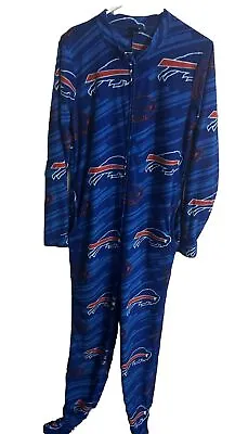 Buffalo Bills Pajamas One Piece Unisex Adult S With Pockets & Non-Slip Footed • $33